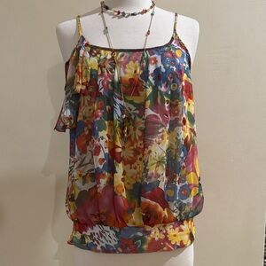 Floral Multicolor Spaghetti Strap Blouse